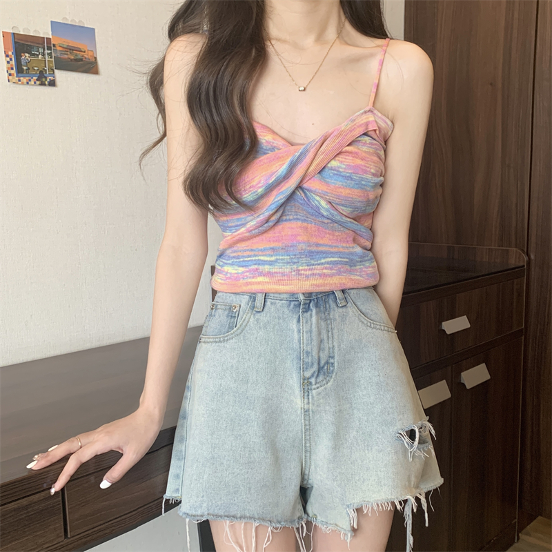 實拍 小吊帶外穿背心女短款辣妹性感打底無袖內搭上衣