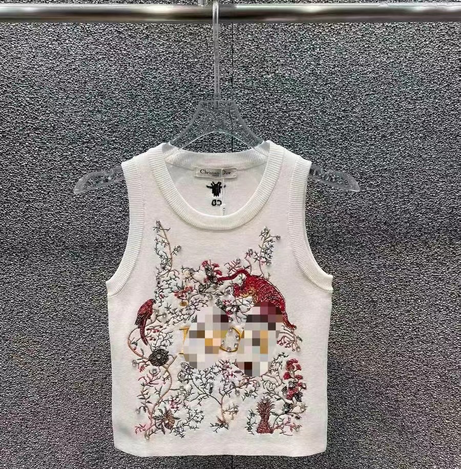 夏季新款重工刺繡花朵背心女寬鬆顯瘦百搭無袖t恤上衣潮