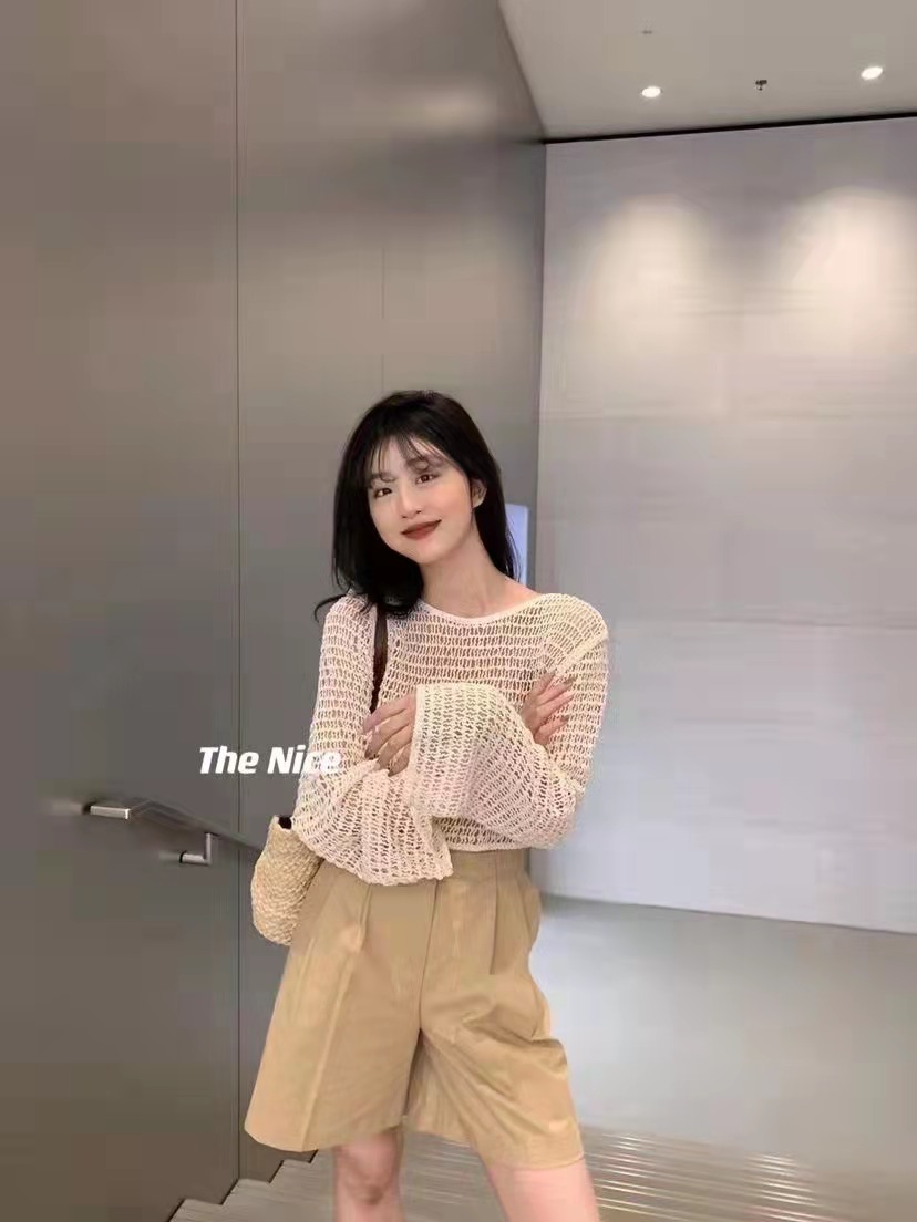 新款韓版簡約淑女純色毛針織衫