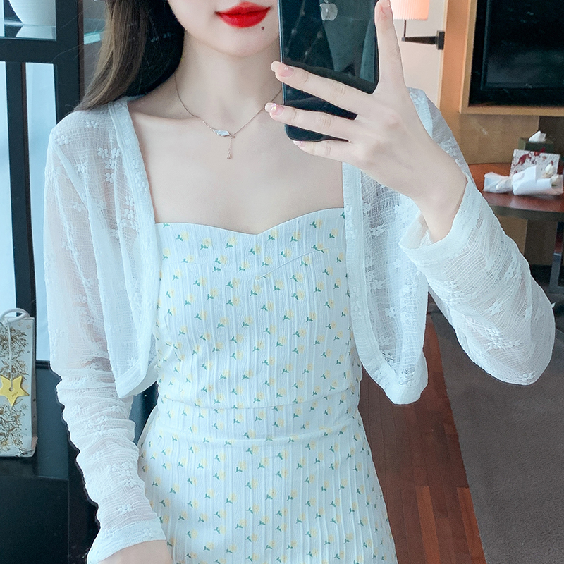 Already shipped 2024 spring and summer new short chiffon sun protection shirt with small shawl for women