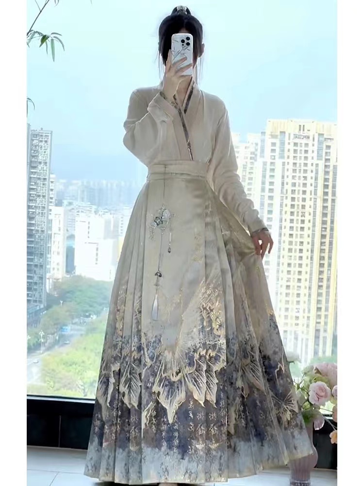 〈蝶予秋宴〉新中式女裝國風改良漢服馬面裙套裝日常通勤2024新款