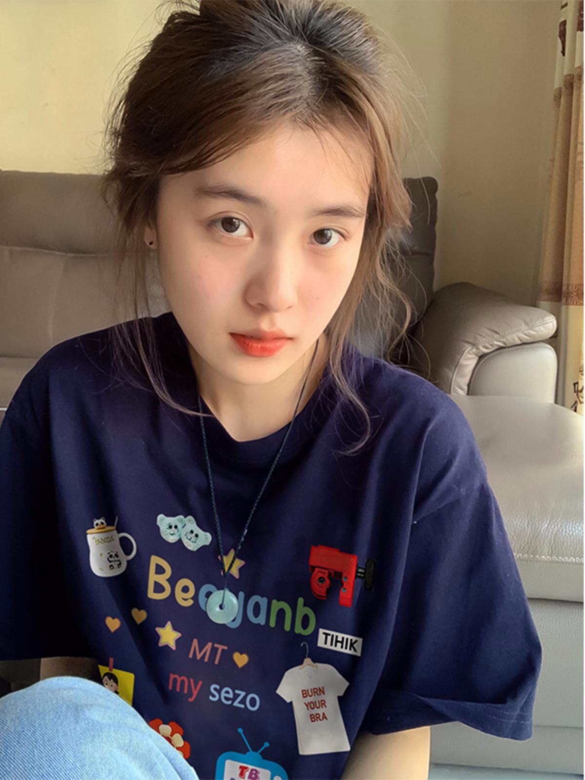 官圖220克/精梳純棉後包領有縫邊S-XXXL夏裝短袖T恤女