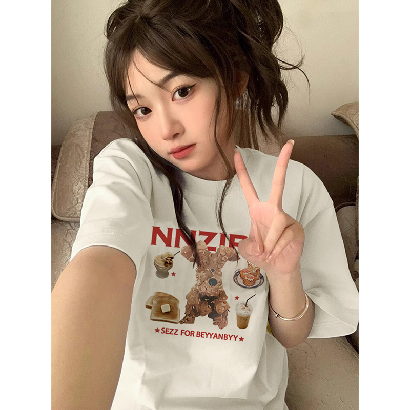230g rear bag spring and summer new style pure cotton short-sleeved T-shirt trend