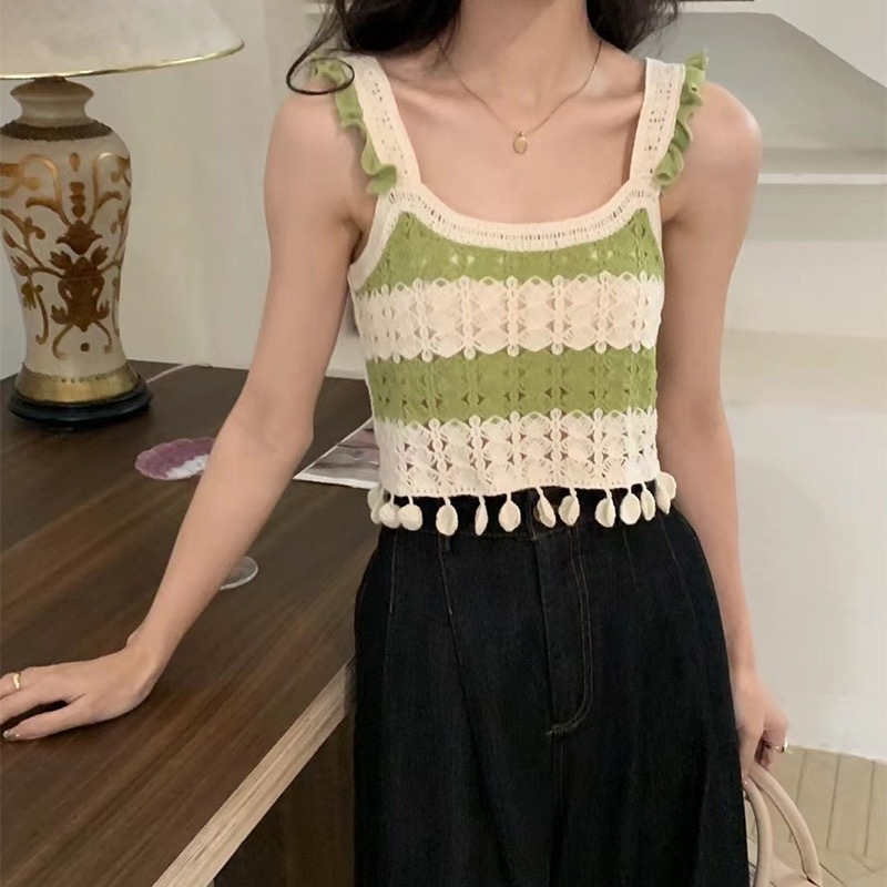 復古國風新款 2024復古鏤空背心女下擺設計感小眾別刺繡吊帶馬甲