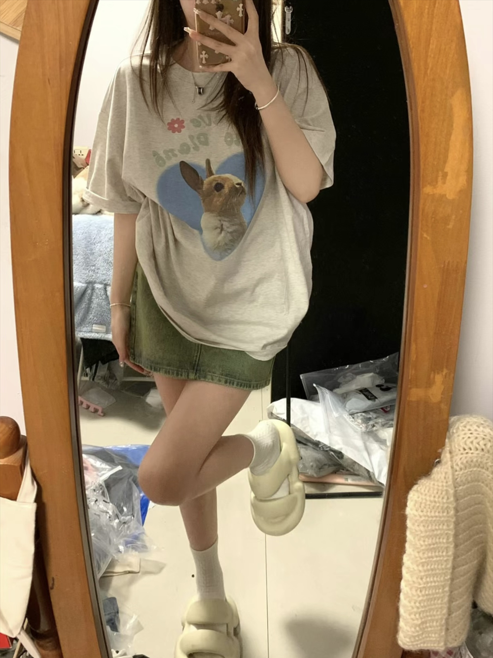 官圖220克/精梳純棉後包領有縫邊S-XXXL夏裝短袖T恤女