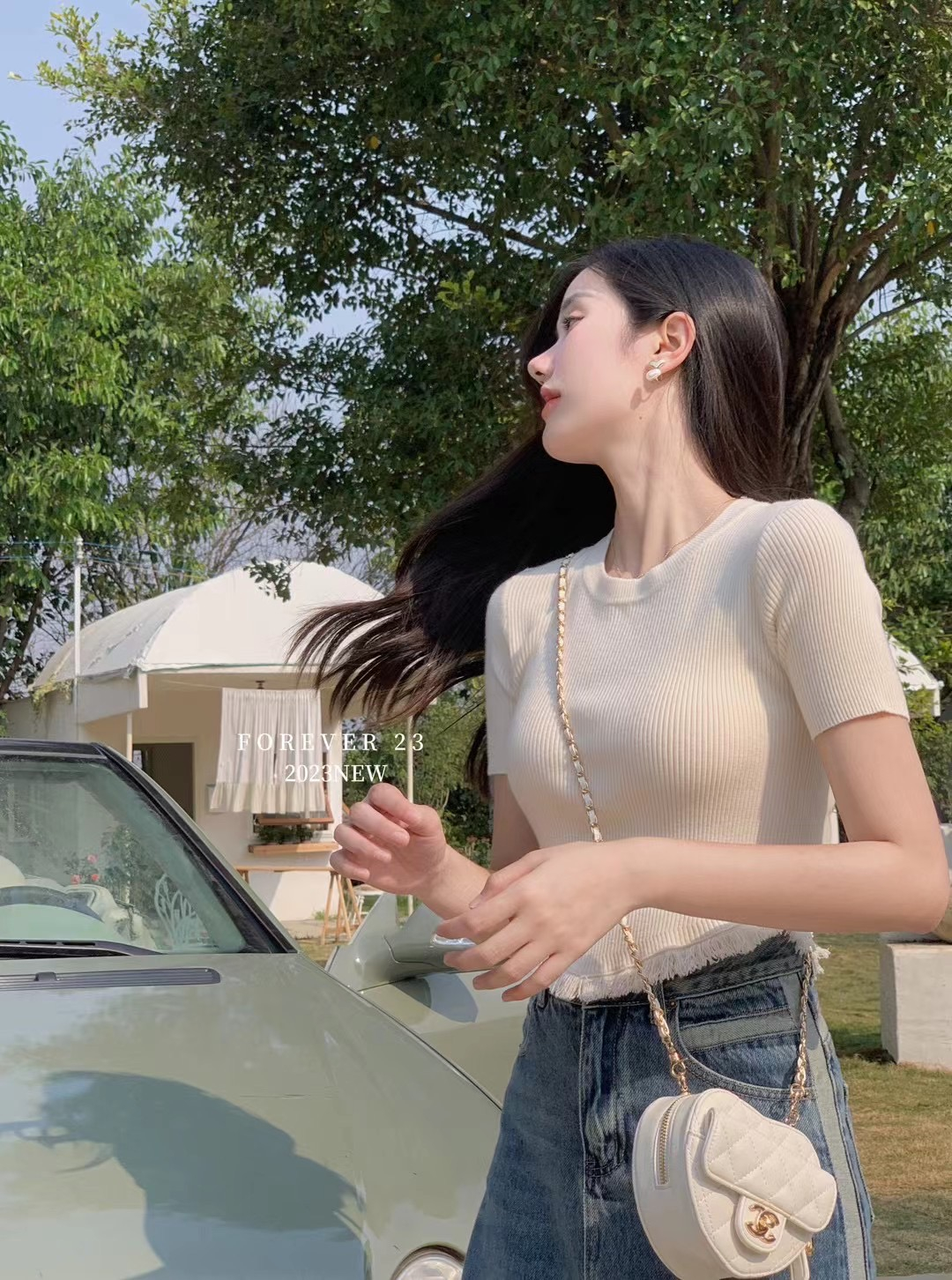 下擺流蘇 針織衫女短袖夏季洋氣別致設計感小眾短款上衣打底衫