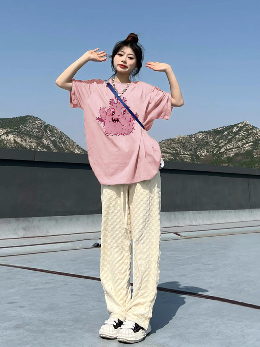 官圖220克/精梳純棉後包領有縫邊S-XXXL夏裝短袖T恤女