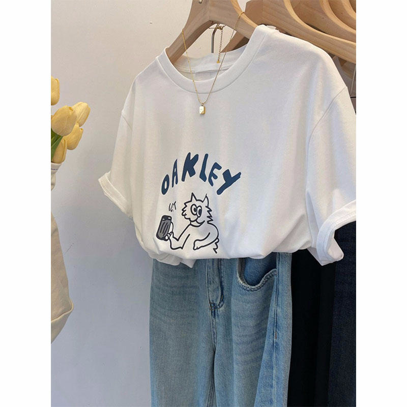 官圖220克/精梳純棉後包領有縫邊S-XXXL夏裝短袖T恤女