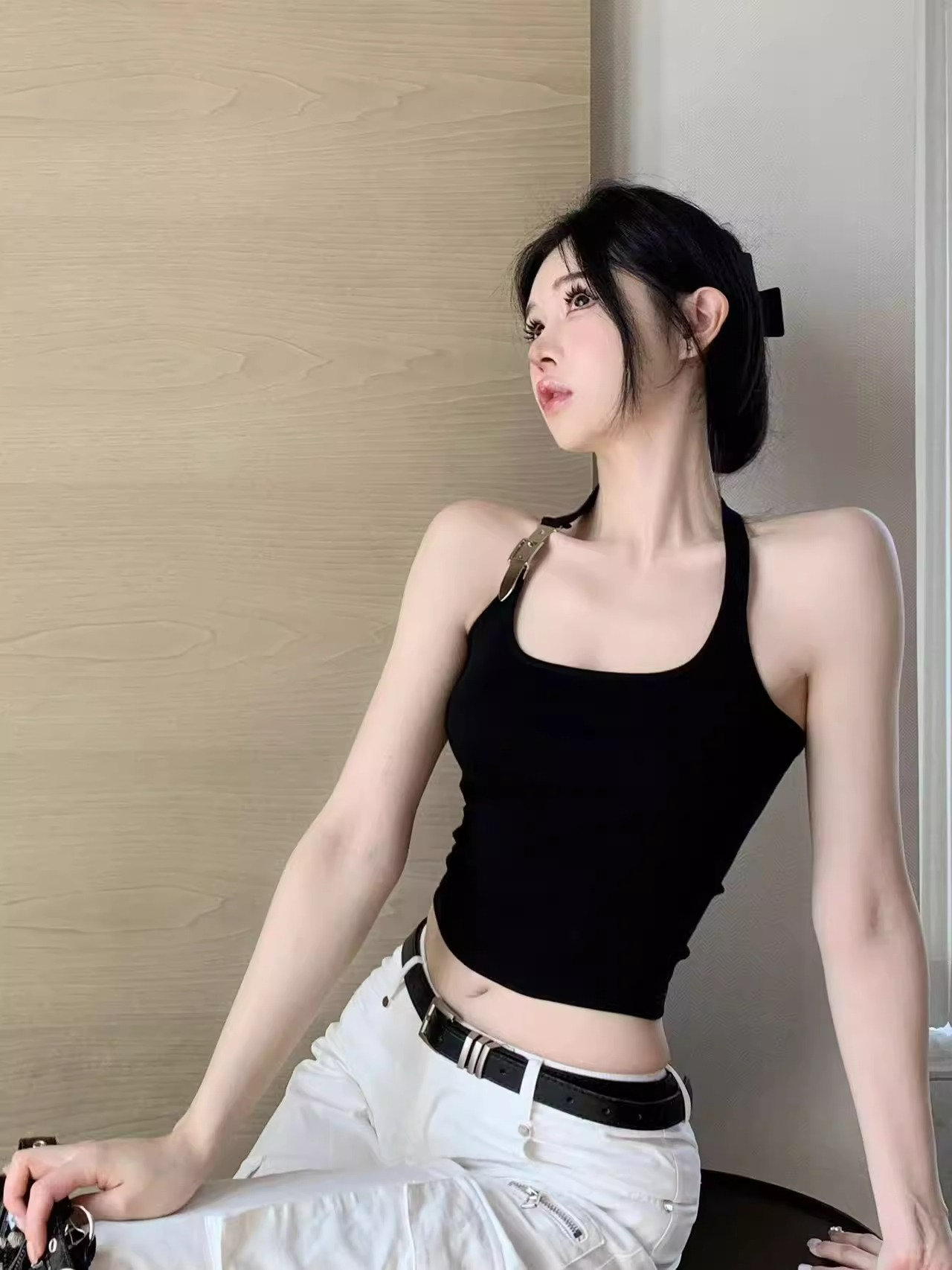 韓系純欲辣妹風顯瘦黑色吊帶背心夏季新款高級感上衣女