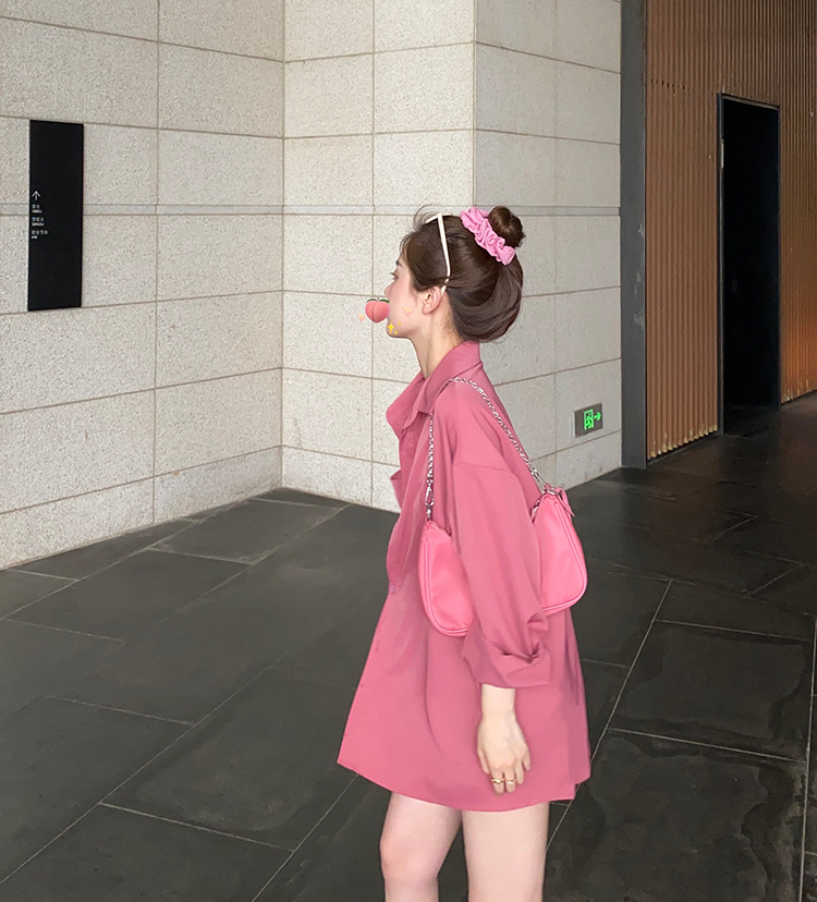 襯衫女夏季新款別致設計感小眾寬鬆慵懶風中長款長袖上衣襯衣