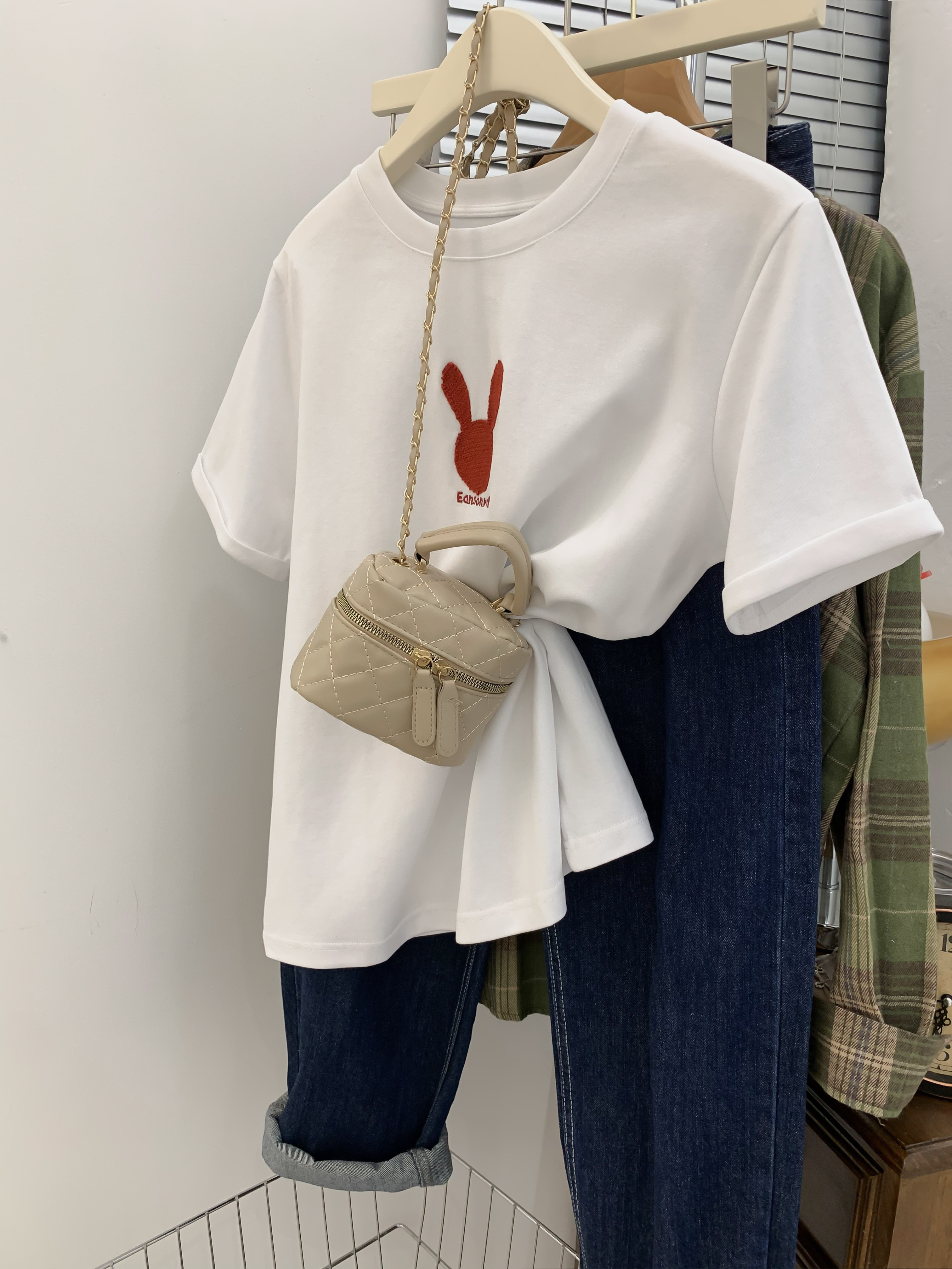 官圖 重磅/精梳純棉 後包領 有縫邊 S-XXXL 夏裝短袖T恤女