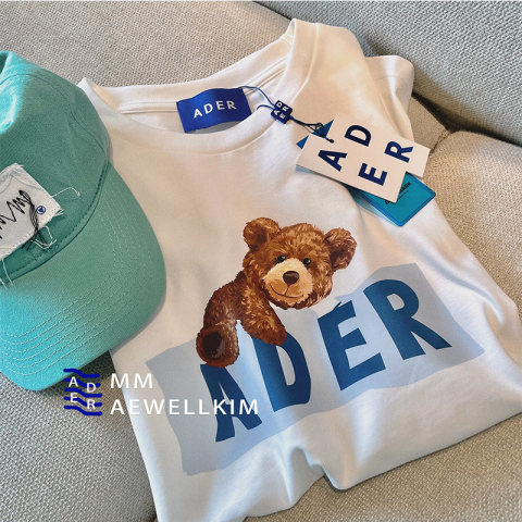 Korean version of bear letter short-sleeved t-shirt for women 2024 new trendy brand ins summer loose casual versatile top