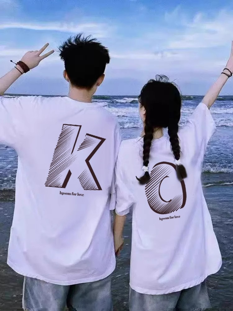 網紅潮流特別不一樣的情侶裝t恤夏季2024新款高級感純棉短袖早春