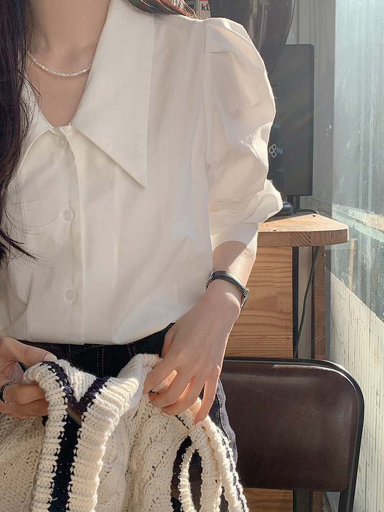 白色襯衫女春秋年新款襯衣時尚內搭設計感小眾秋冬季上衣