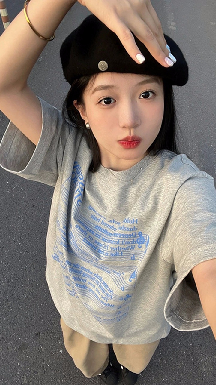 官圖220克/精梳純棉後包領有縫邊S-XXXL夏裝短袖T恤女