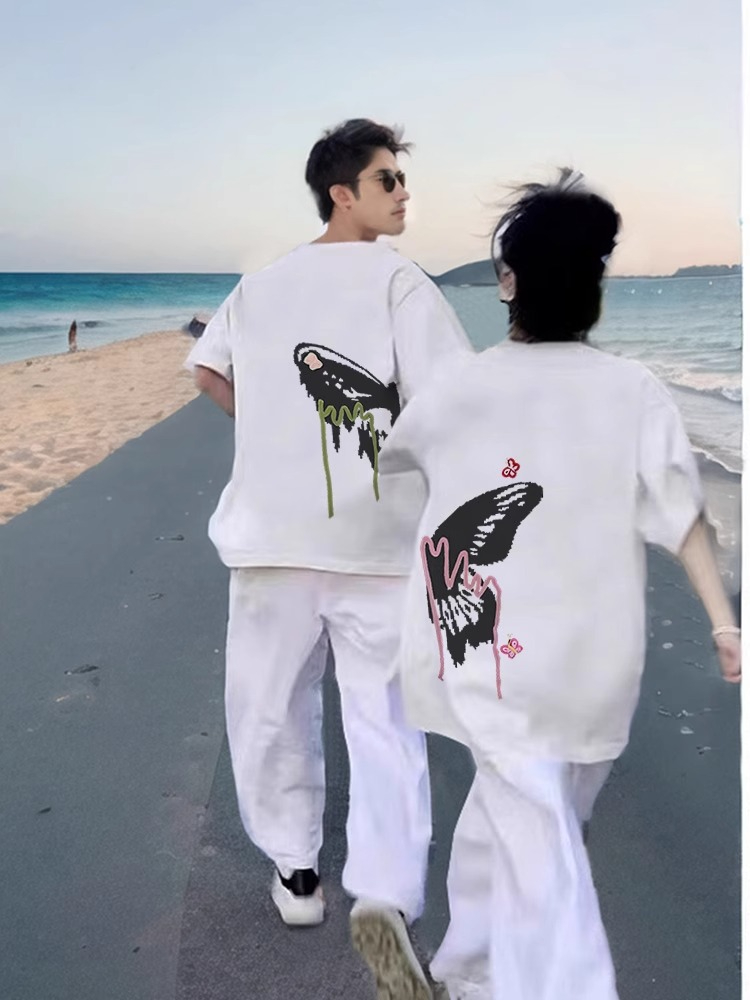 特別不一樣的情侶裝t恤夏季2024新款網紅潮流高級感純棉短袖早春