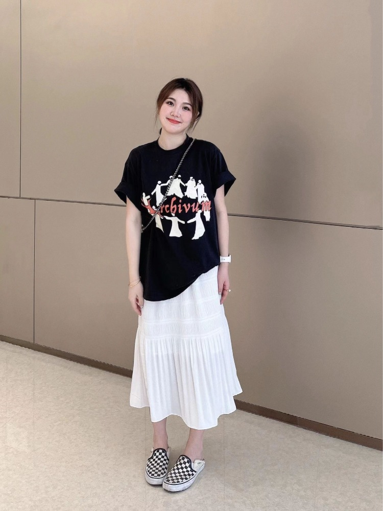 官圖220克/精梳純棉後包領有縫邊S-XXXL夏裝短袖T恤女