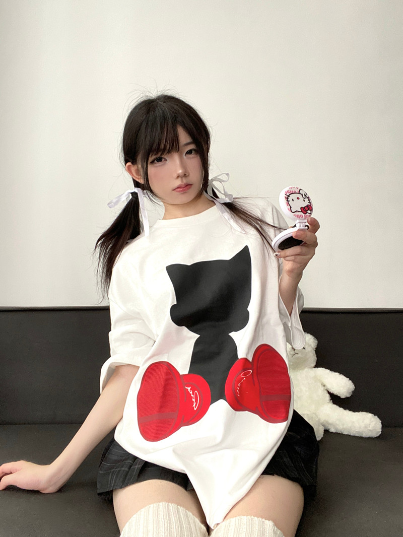 官圖220克/精梳純棉後包領有縫邊S-XXXL夏裝短袖T恤女