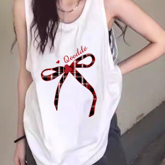 210g rear bag spring and summer loose cotton printed sleeveless vest for women