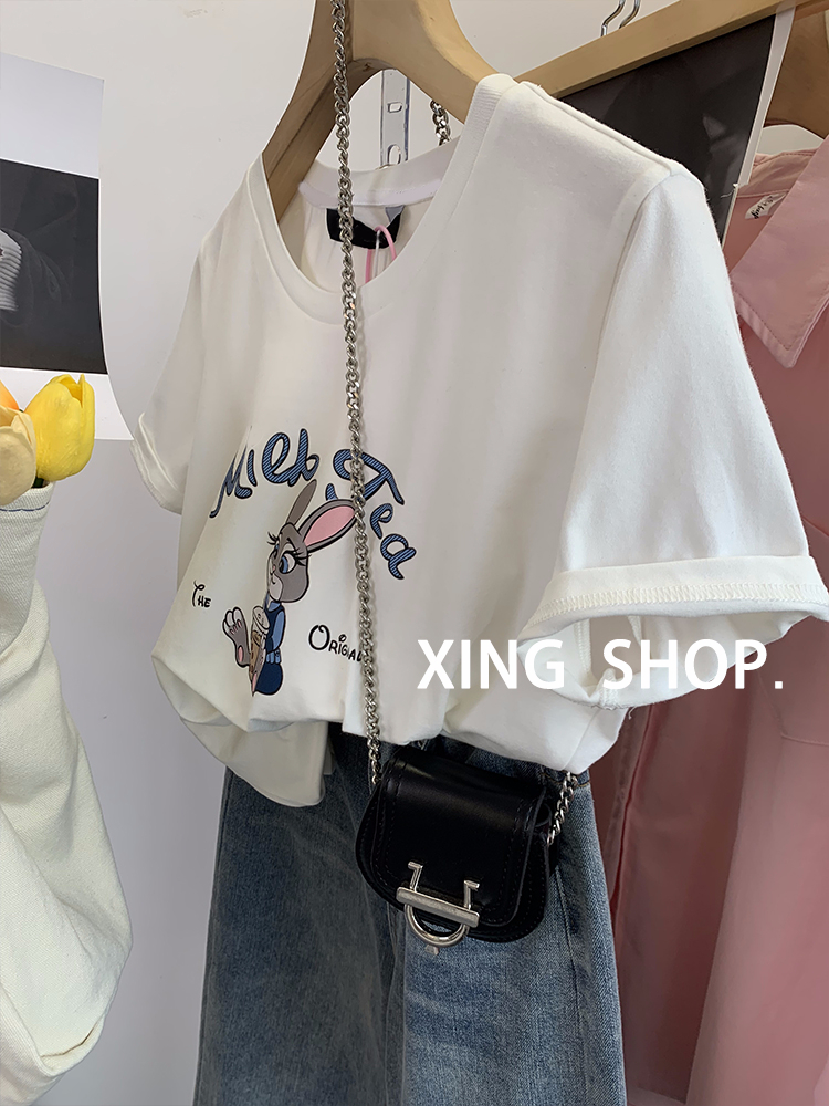 官圖220克/精梳純棉後包領有縫邊S-XXXL夏裝短袖T恤女