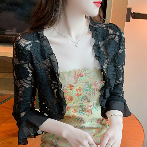 Has shipped small shawl coat women's 2024 spring and summer new versatile chiffon sun protection coat ultra-thin short outer cardigan