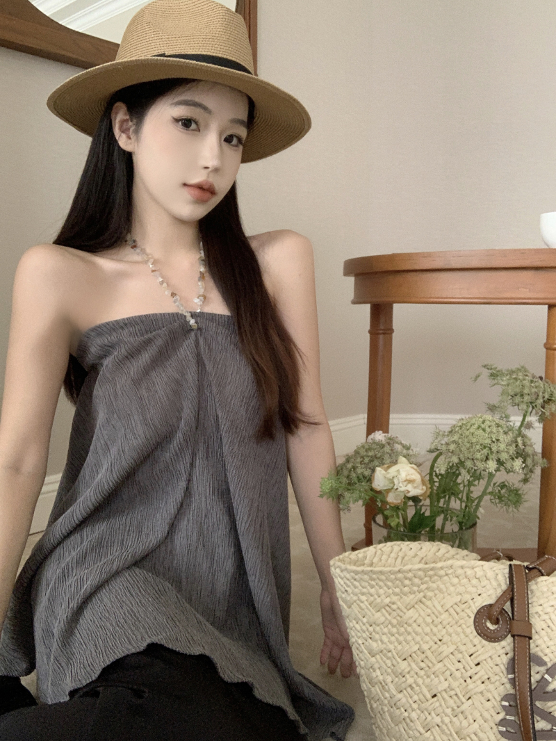 Actual shot of the new outer vest, halter top, tube top camisole + skirt suit