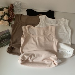 Actual shot of Korean style brushed warm sleeveless versatile vest slimming slimming bottoming top