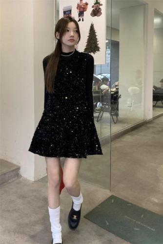Actual shot ~ small sequin vest dress suit early spring 2024 new popular beautiful black dress