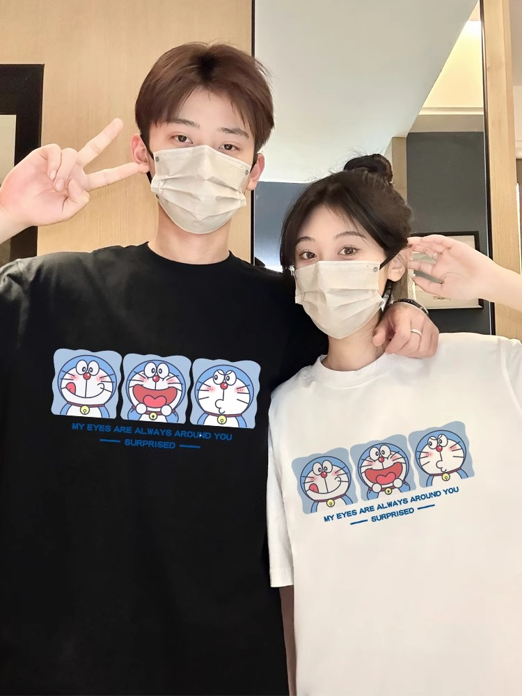 高級感純棉不一樣情侶裝夏裝2024新款潮流小眾特別的網紅短袖t恤