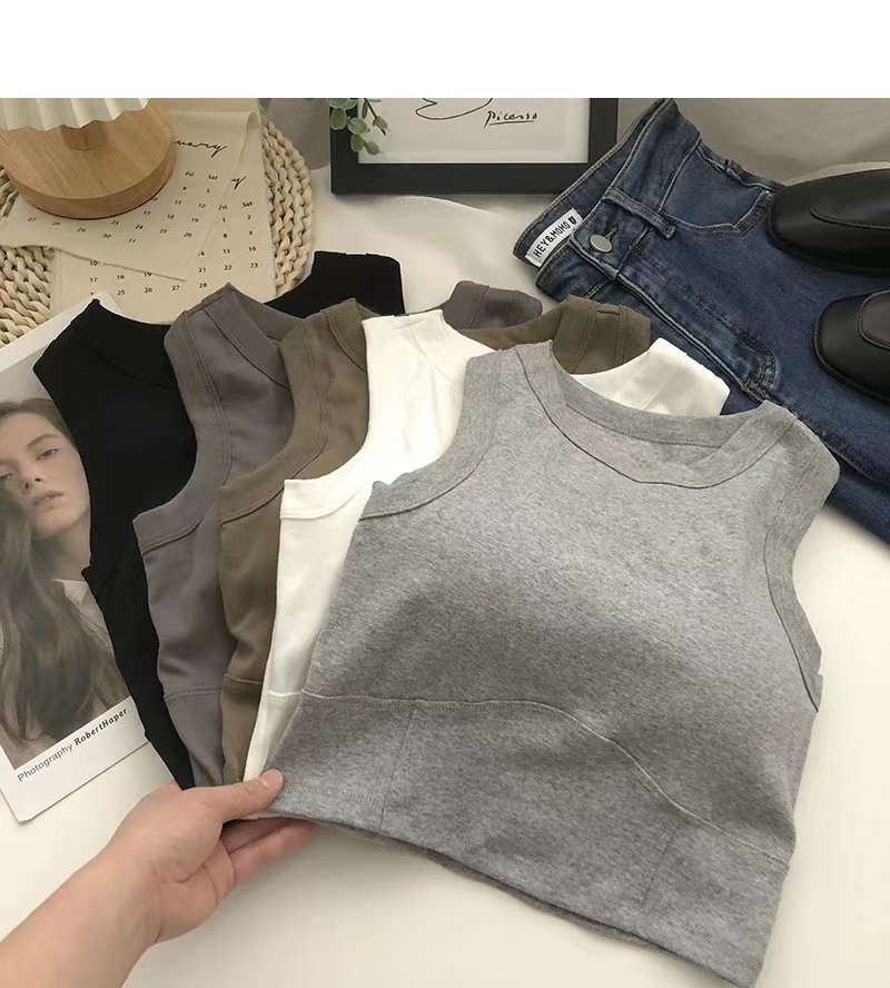 吊帶背心美背女夏季內搭外穿文胸一體打底無袖T恤帶胸墊上衣運動