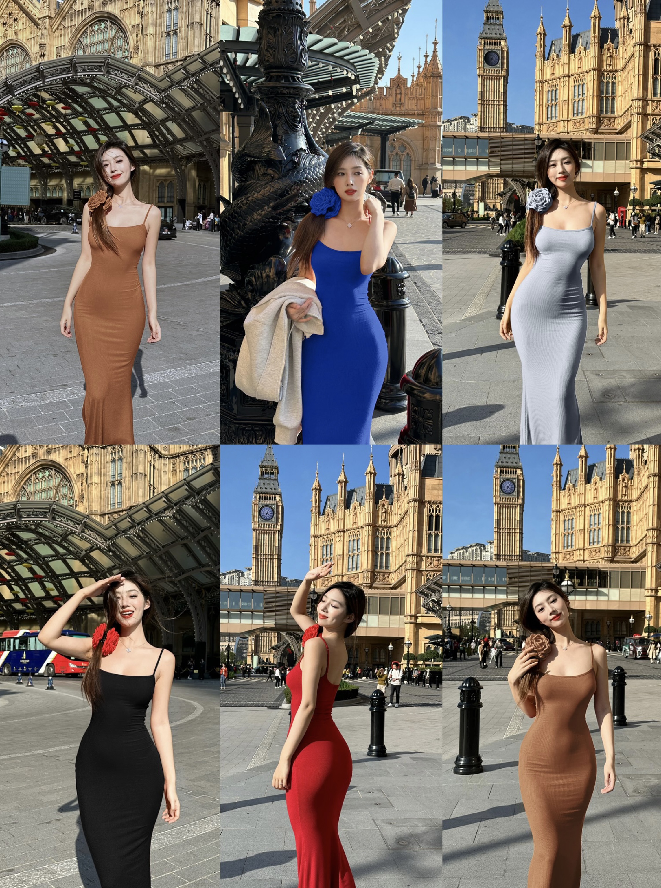 Real shot of hot girl suspender dress, slim and hip-hugging long skirt, slim and sexy dress