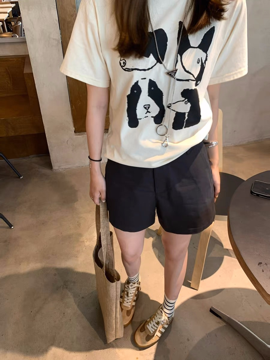 官圖220克/精梳純棉後包領有縫邊S-XXXL夏裝短袖T恤女