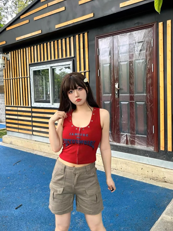 American retro distressed large pocket workwear casual shorts vibe loose unisex hot pants