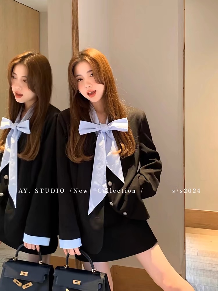 十三行AY西裝外套半裙套裝女春裝新款西服外套高腰半身裙兩件套潮