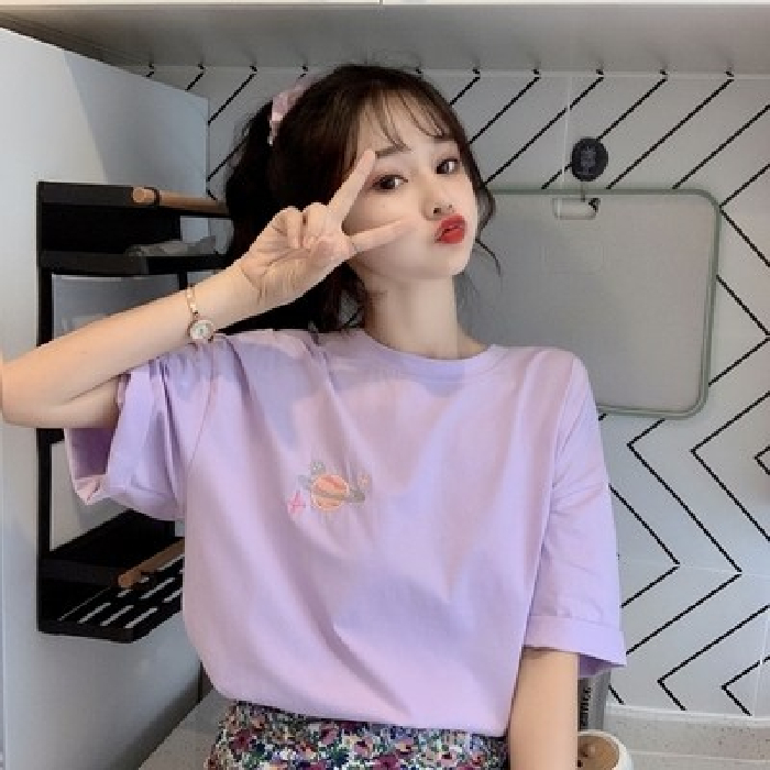 Official picture Printed top Internet celebrity ins national trend loose design niche short-sleeved T-shirt for women