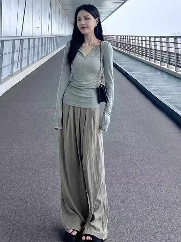 2024年新款春季運動休閒長褲女辣妹套裝夏裝搭配一整套時尚小個子