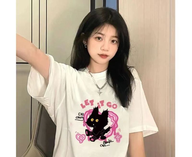 高質量純棉220克精梳緊密手感好直播品質前印花短袖t恤女