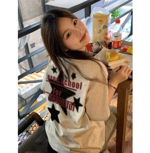 高質量純棉220克精梳緊密手感好直播品質前後印花短袖t恤女