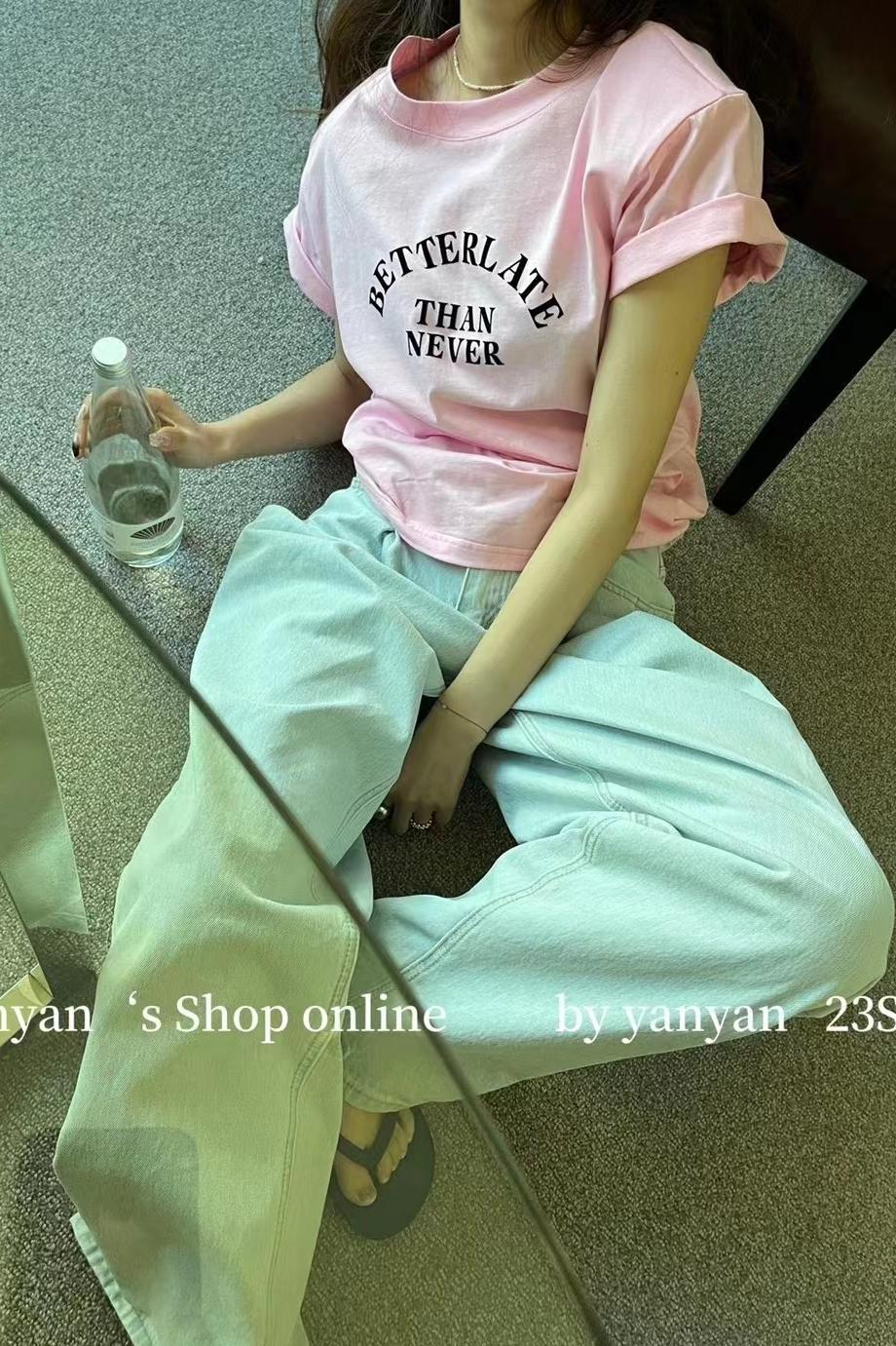 春夏新款 韓國小眾字母印花時尚氣質短袖T恤女