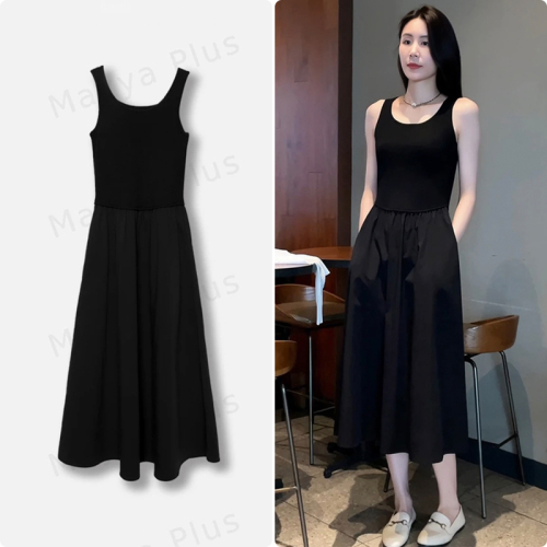 Official photo~Goddess dress Mayya Plus fashion new product light luxury temperament slimming bottoming black dress
