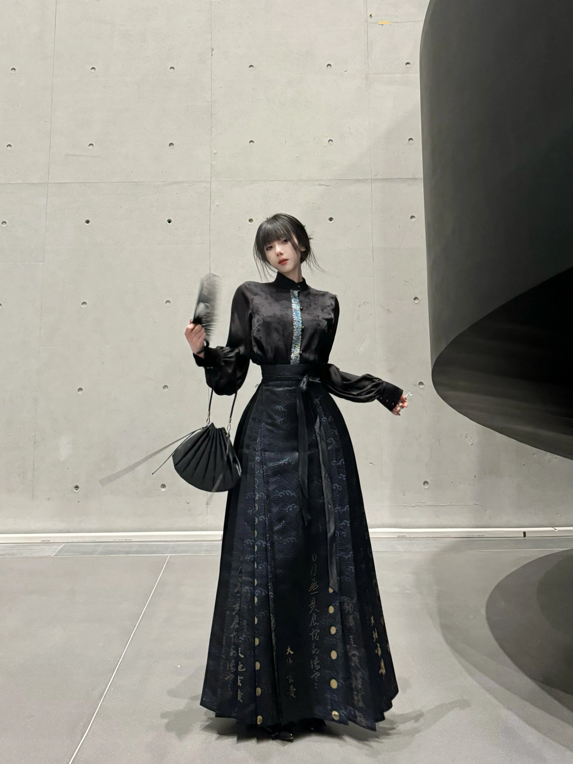 〈千字文〉春季新款女漢服原創國風改良馬面半身裙通勤修身立領衫