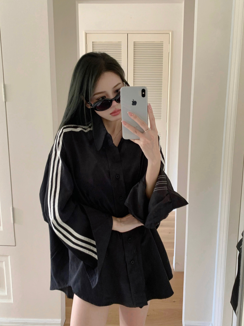 實拍~2024春季百搭隨性運動襯衫外套女