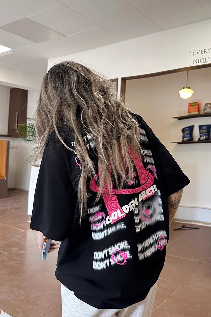 高質量純棉220克精梳緊密手感好直播品質前後印花短袖t恤女