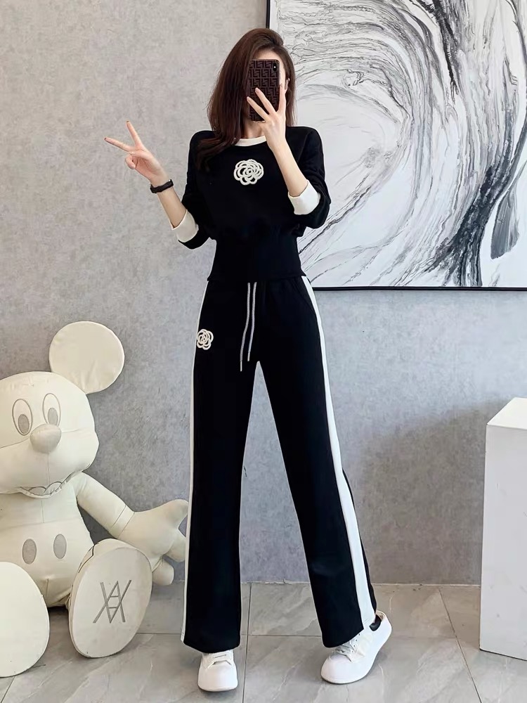 歐貨氣質休閒運動套裝女春秋時尚高級感小香風減齡洋氣跑步兩件套
