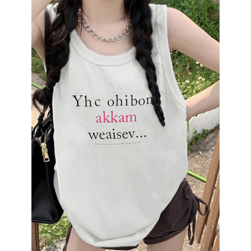 210g rear bag spring and summer loose cotton printed sleeveless vest for women