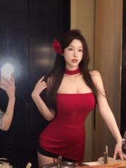 Real shot of a hot girl with pure desire wearing a slim fit stretchy tube top with breast pads and slits