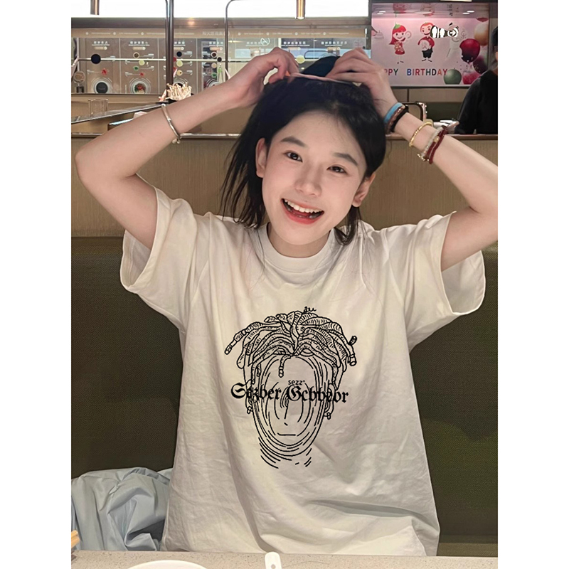 230g rear bag spring and summer new style pure cotton short-sleeved T-shirt trend