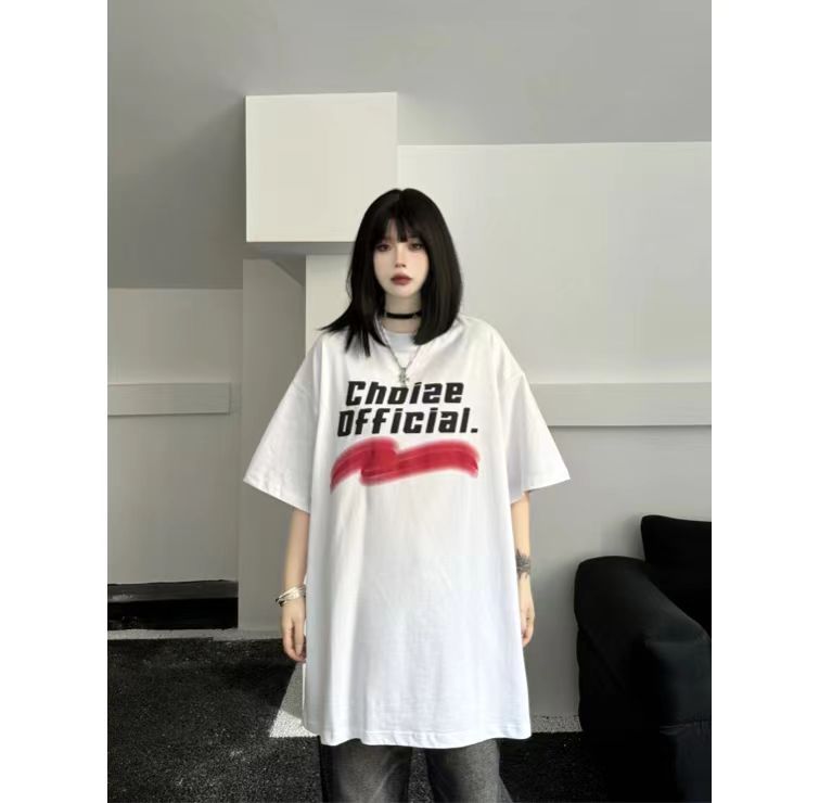高質量純棉220克精梳緊密手感好直播品質前後印花短袖t恤女