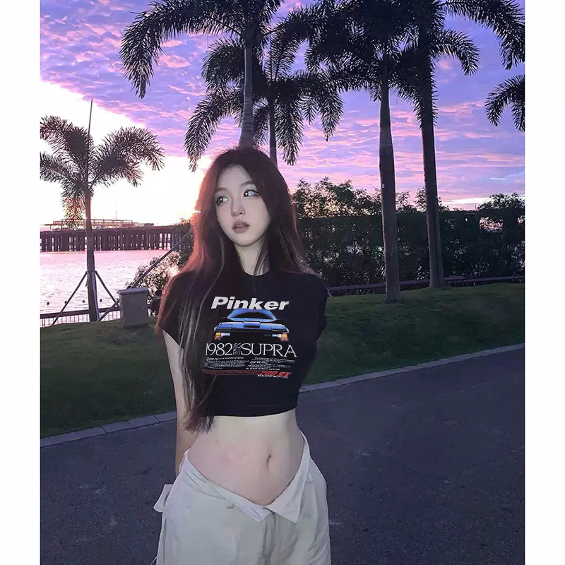 92棉/8氨綸40支210g純棉 修身短款T恤女短袖