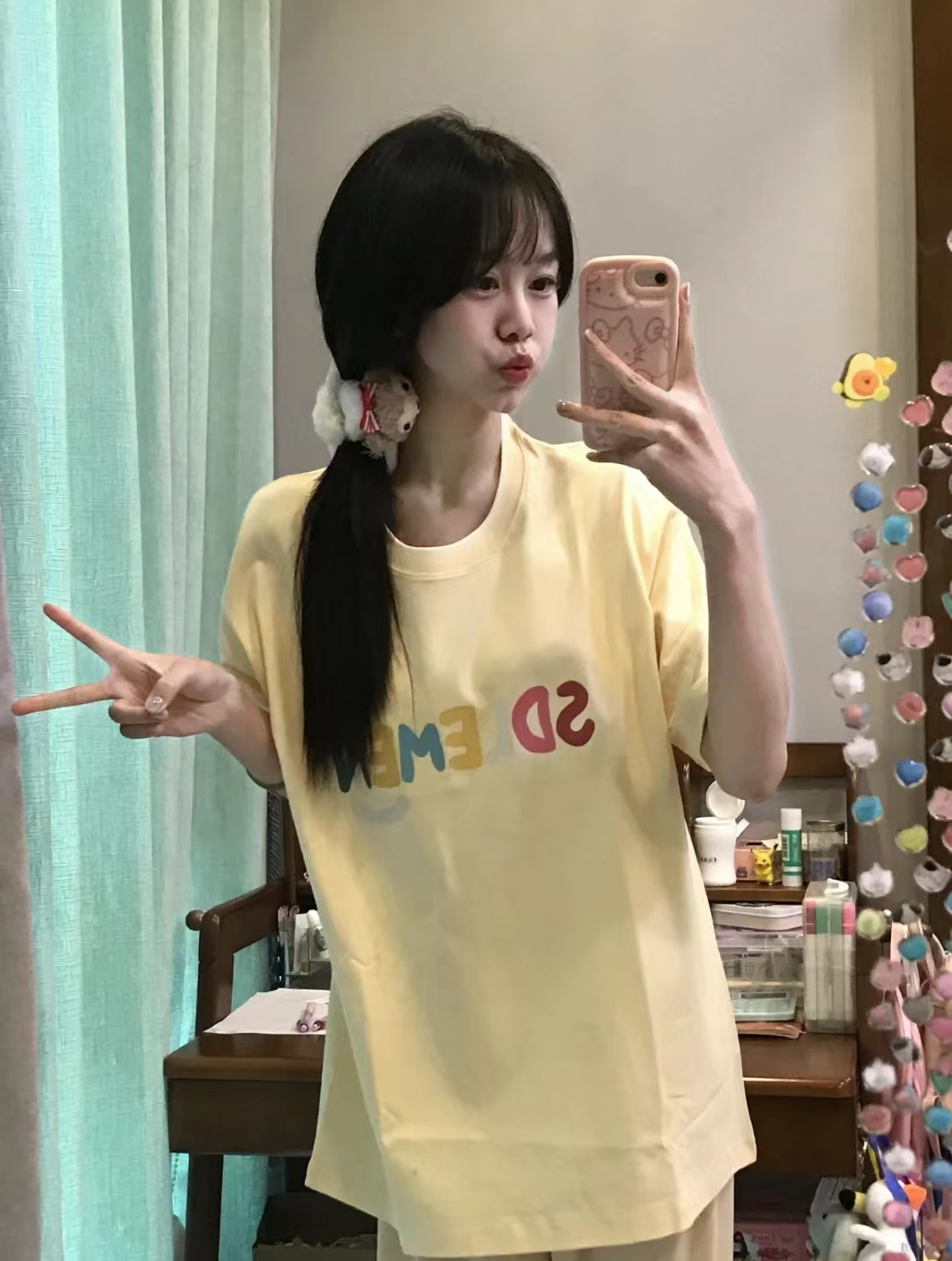 高質量純棉220克精梳緊密手感好直播品質前後印花短袖t恤女